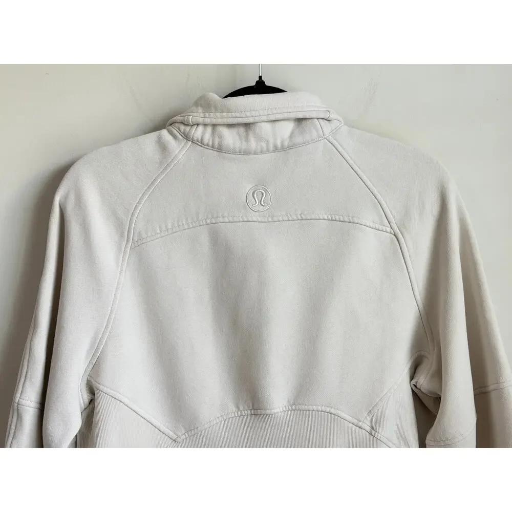 Lululemon Scuba Oversized Funnel Neck Half Zip Sweatshirt Natural Ivory XS / S - Picture 10 of 11